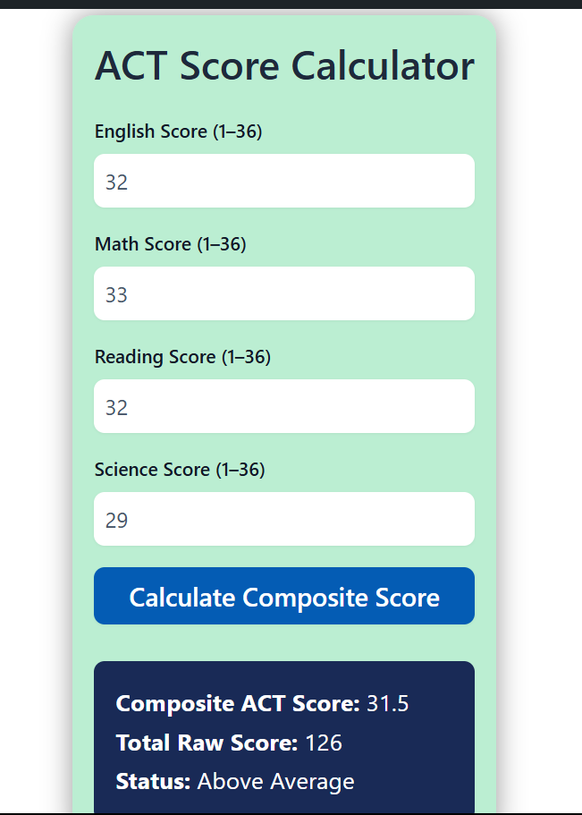 While many free ACT Score Calculators are available online, there are also paid versions that offer more advanced features and insights. Free calculators typically provide basic estimates of your scores, but paid calculators may include: